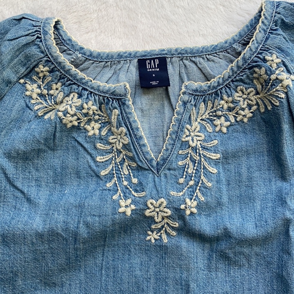 Embroidered Denim Top - Picture 2 of 3